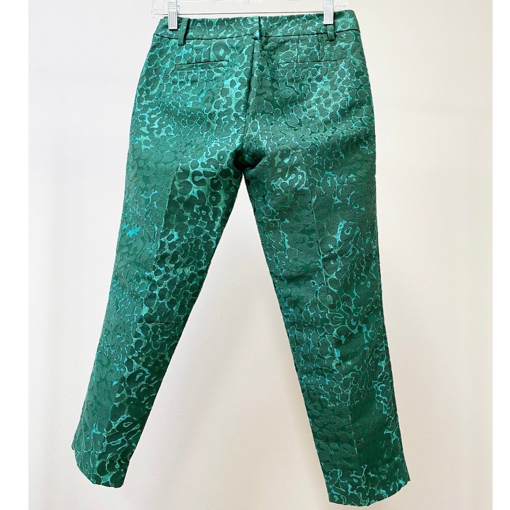 J.Crew City Fit emerald green leopard straight leg work pants colorful - Picture 3 of 5